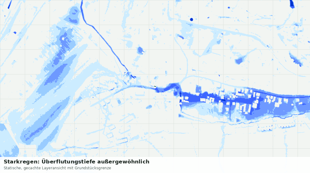 Statische Kartenansicht: Starkregen: Überflutungstiefe außergewöhnlich
