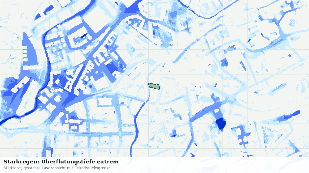 Statische Kartenansicht: Starkregen: Überflutungstiefe extrem