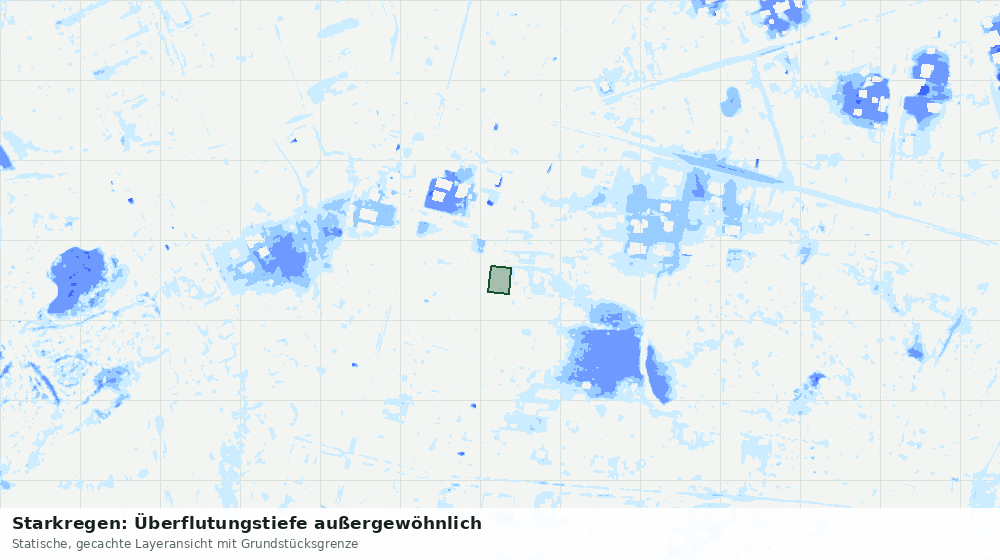 Statische Kartenansicht: Starkregen: Überflutungstiefe außergewöhnlich