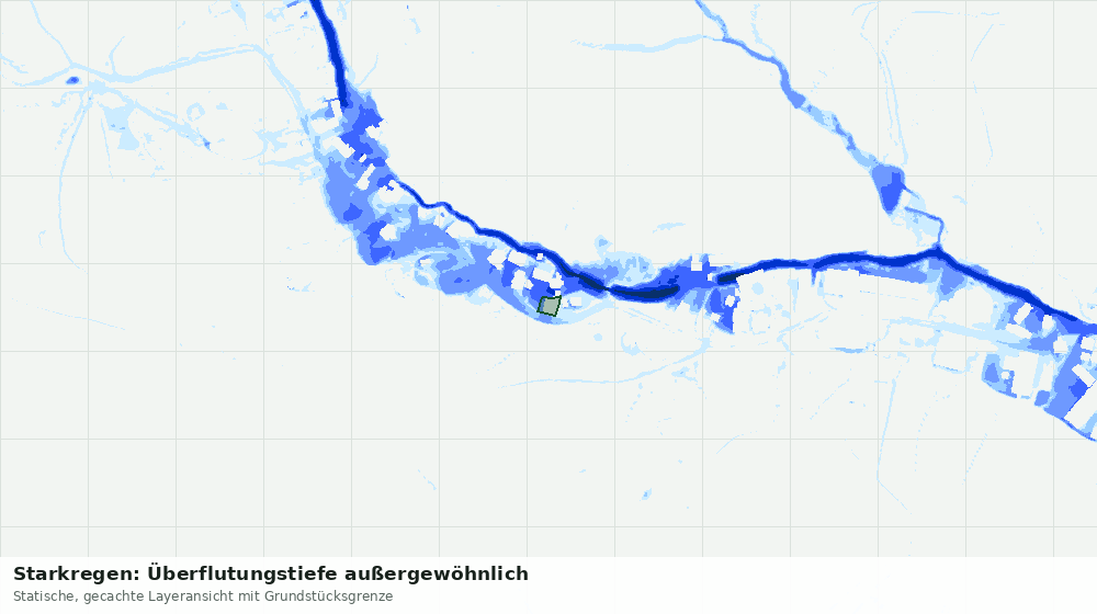 Statische Kartenansicht: Starkregen: Überflutungstiefe außergewöhnlich