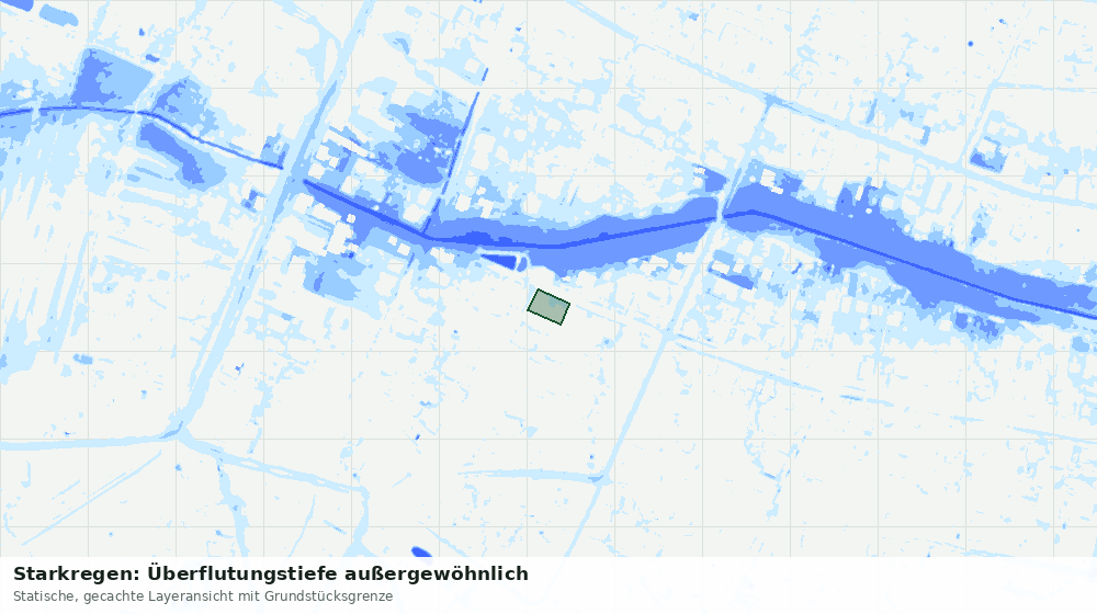 Statische Kartenansicht: Starkregen: Überflutungstiefe außergewöhnlich
