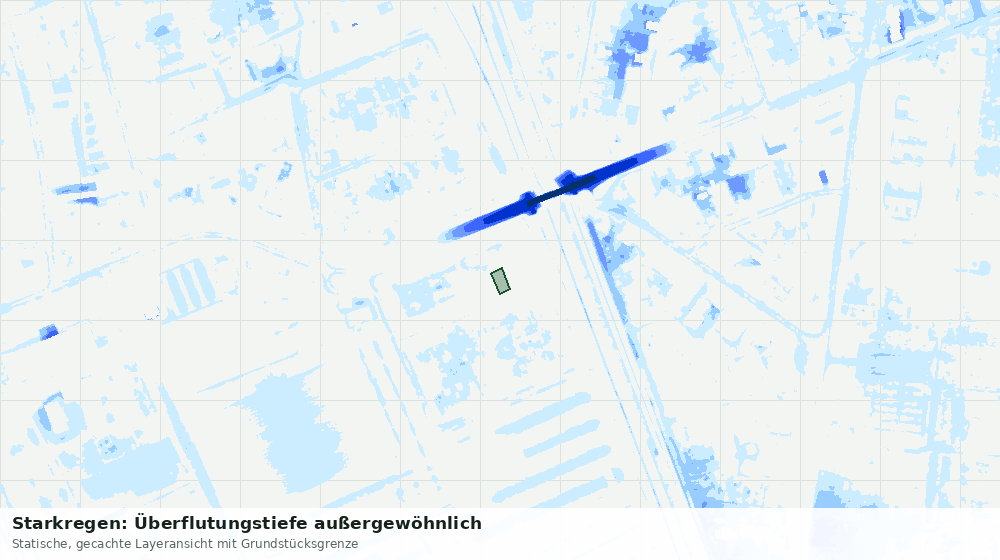 Statische Kartenansicht: Starkregen: Überflutungstiefe außergewöhnlich