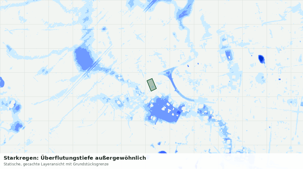 Statische Kartenansicht: Starkregen: Überflutungstiefe außergewöhnlich