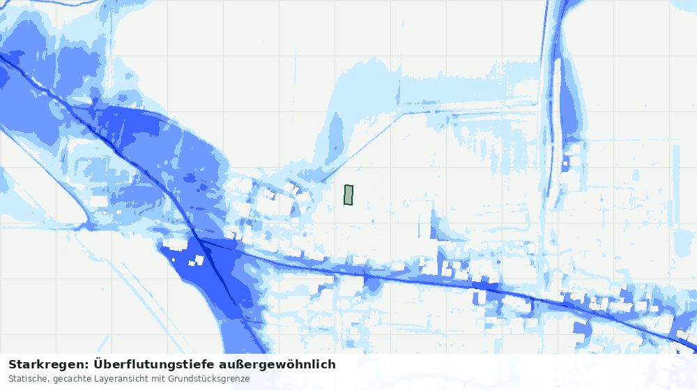 Statische Kartenansicht: Starkregen: Überflutungstiefe außergewöhnlich
