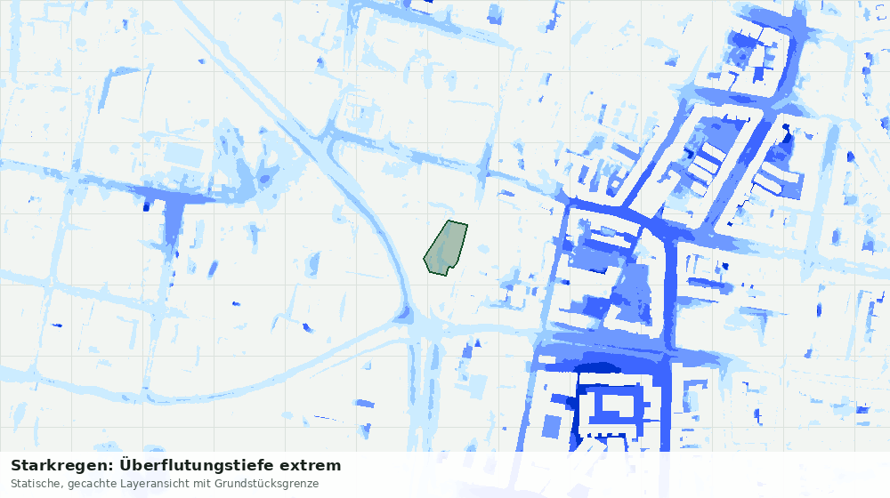 Statische Kartenansicht: Starkregen: Überflutungstiefe extrem