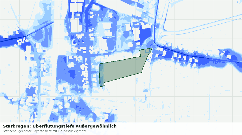 Statische Kartenansicht: Starkregen: Überflutungstiefe außergewöhnlich