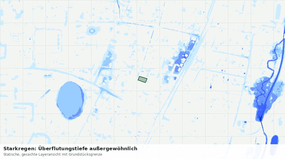 Statische Kartenansicht: Starkregen: Überflutungstiefe außergewöhnlich