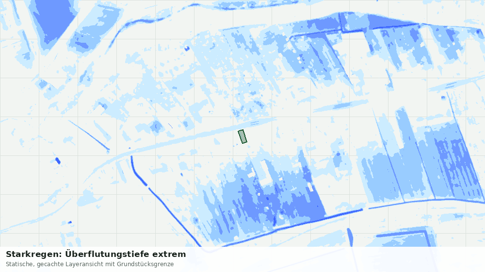 Statische Kartenansicht: Starkregen: Überflutungstiefe extrem