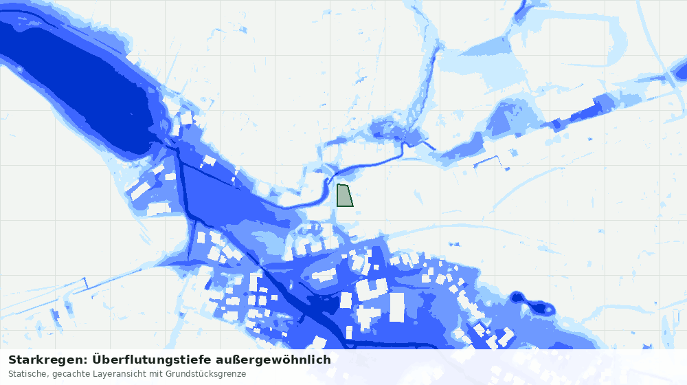 Statische Kartenansicht: Starkregen: Überflutungstiefe außergewöhnlich