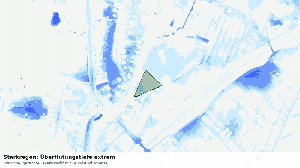 Statische Kartenansicht: Starkregen: Überflutungstiefe extrem