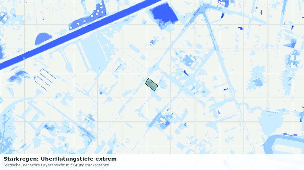 Statische Kartenansicht: Starkregen: Überflutungstiefe extrem