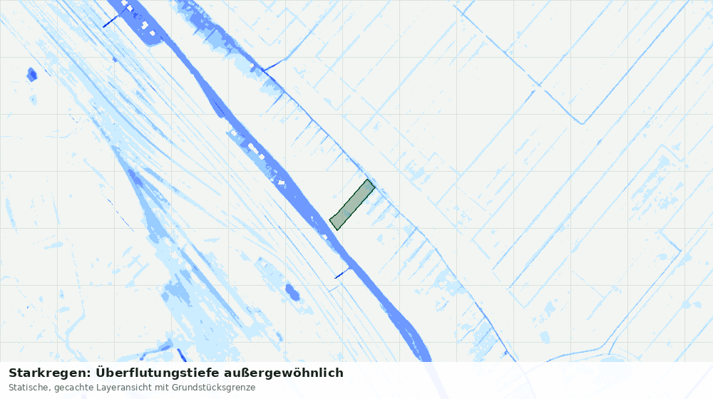 Statische Kartenansicht: Starkregen: Überflutungstiefe außergewöhnlich