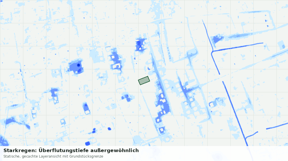 Statische Kartenansicht: Starkregen: Überflutungstiefe außergewöhnlich