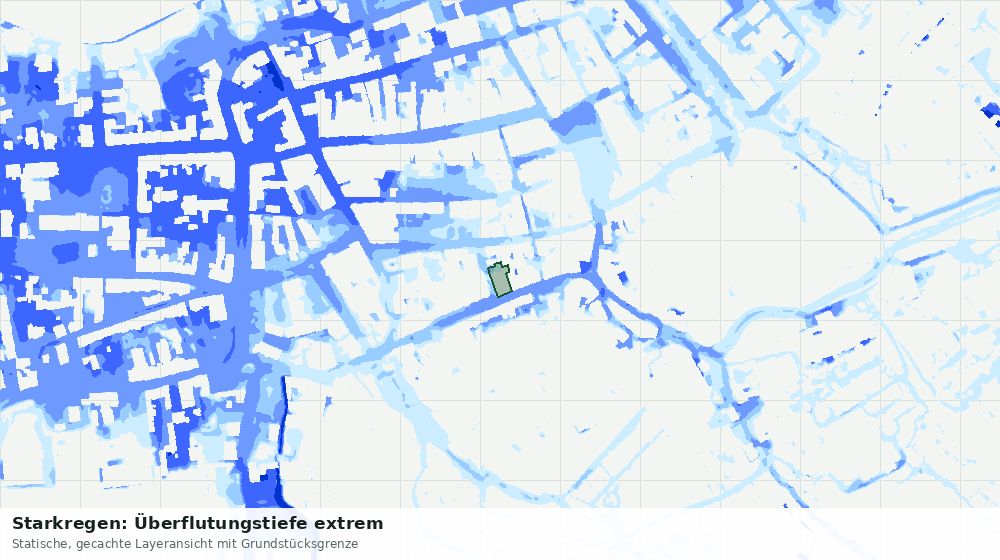 Statische Kartenansicht: Starkregen: Überflutungstiefe extrem
