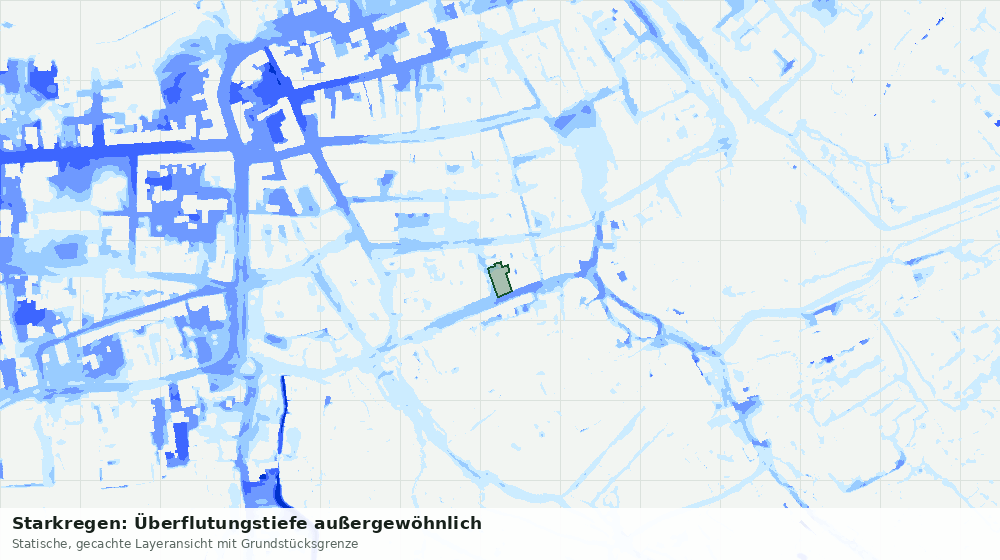 Statische Kartenansicht: Starkregen: Überflutungstiefe außergewöhnlich