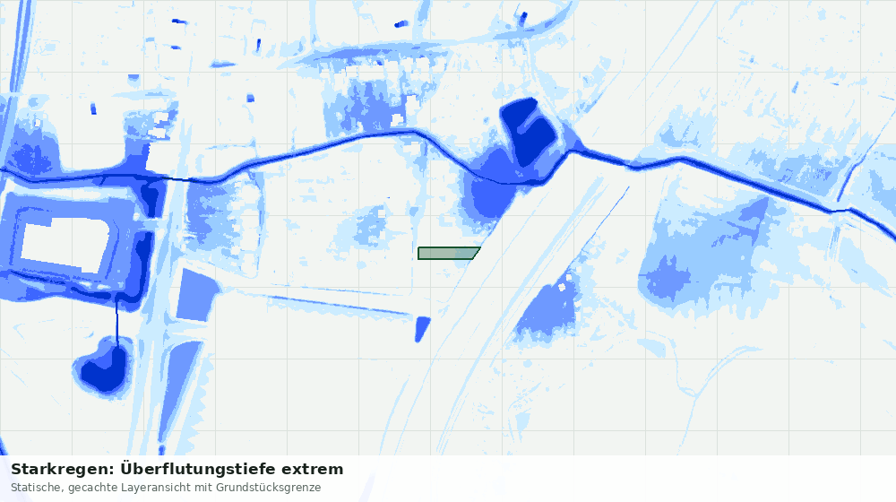 Statische Kartenansicht: Starkregen: Überflutungstiefe extrem