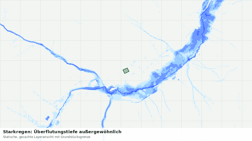 Statische Kartenansicht: Starkregen: Überflutungstiefe außergewöhnlich