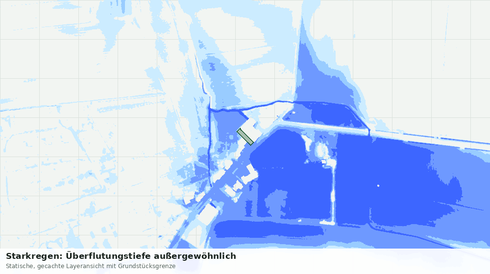Statische Kartenansicht: Starkregen: Überflutungstiefe außergewöhnlich