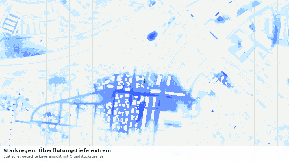 Statische Kartenansicht: Starkregen: Überflutungstiefe extrem