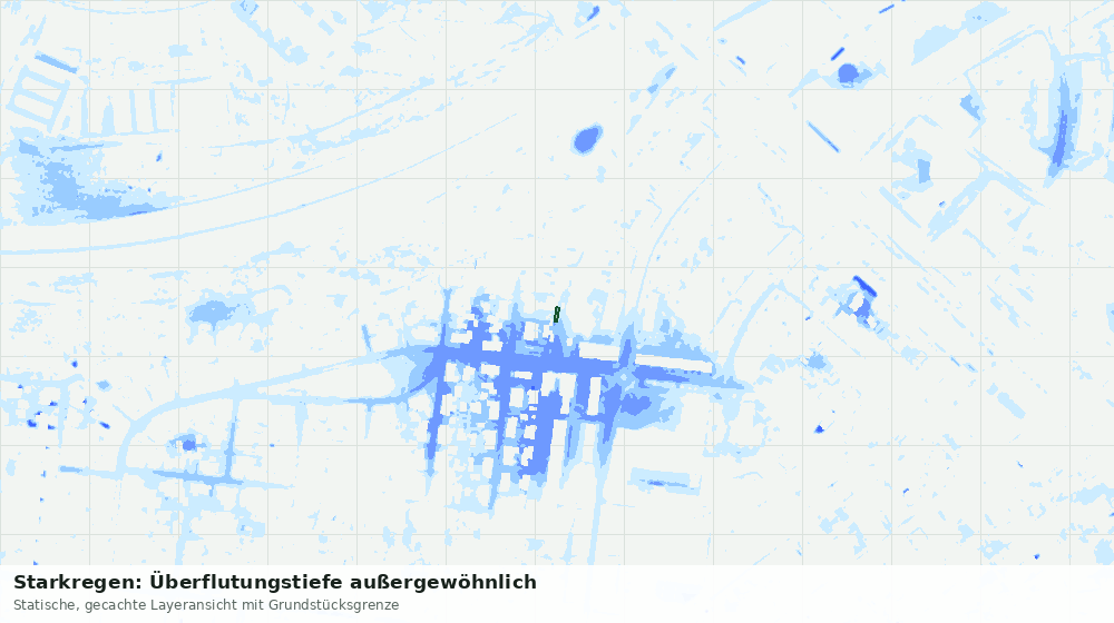Statische Kartenansicht: Starkregen: Überflutungstiefe außergewöhnlich