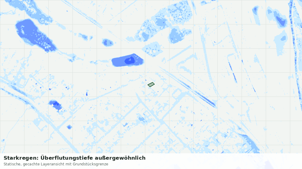 Statische Kartenansicht: Starkregen: Überflutungstiefe außergewöhnlich