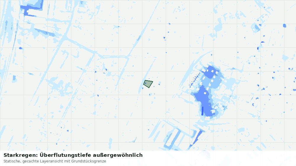 Statische Kartenansicht: Starkregen: Überflutungstiefe außergewöhnlich