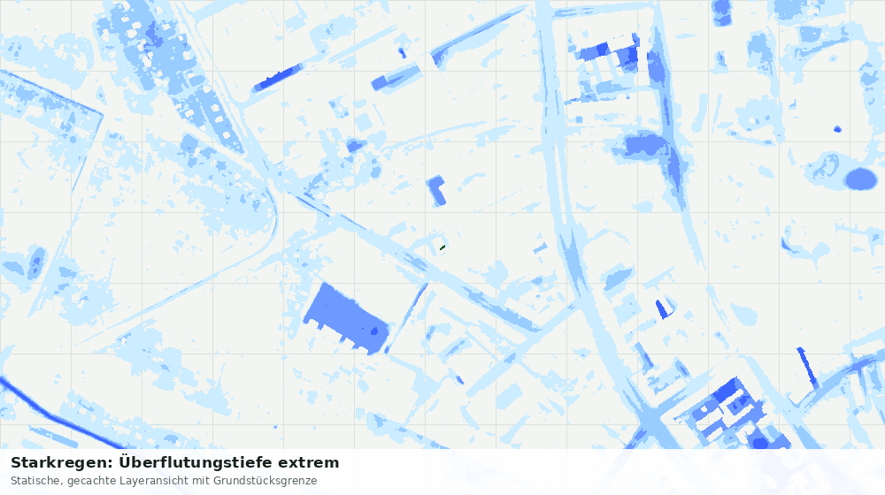 Statische Kartenansicht: Starkregen: Überflutungstiefe extrem