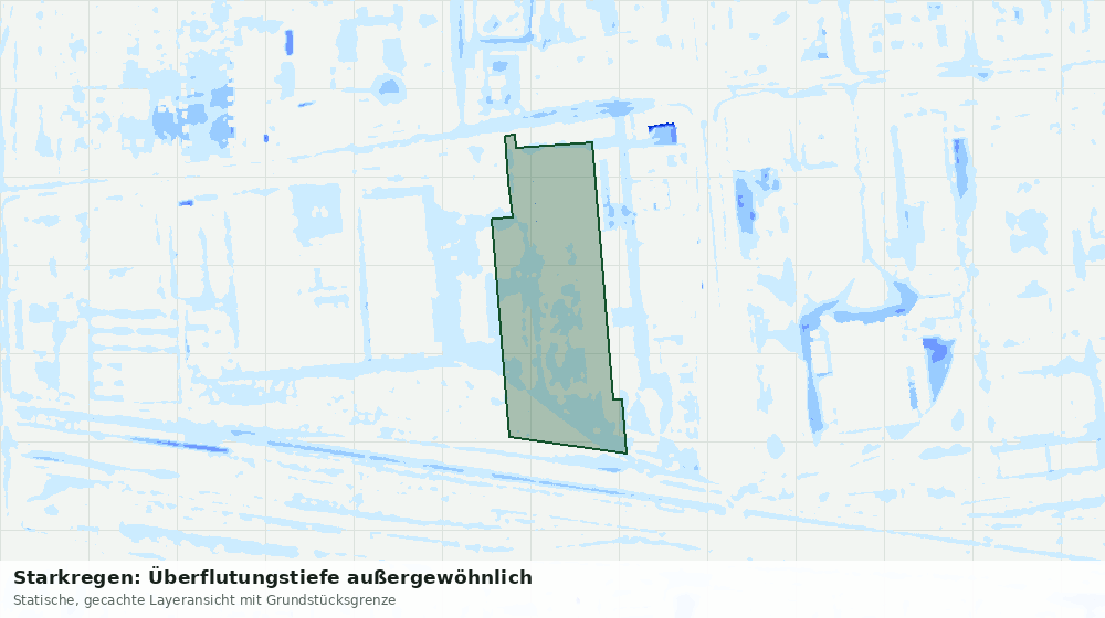 Statische Kartenansicht: Starkregen: Überflutungstiefe außergewöhnlich