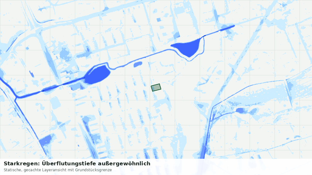 Statische Kartenansicht: Starkregen: Überflutungstiefe außergewöhnlich