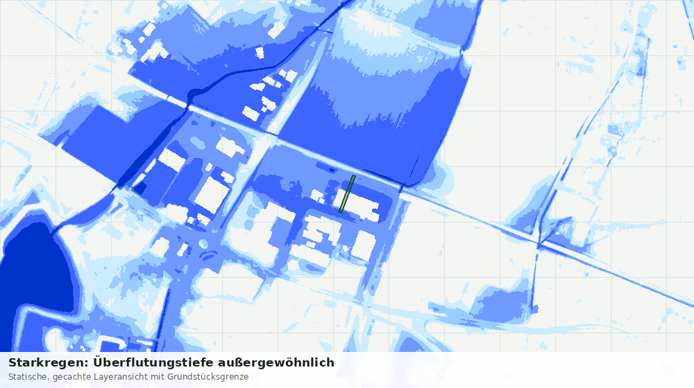 Statische Kartenansicht: Starkregen: Überflutungstiefe außergewöhnlich