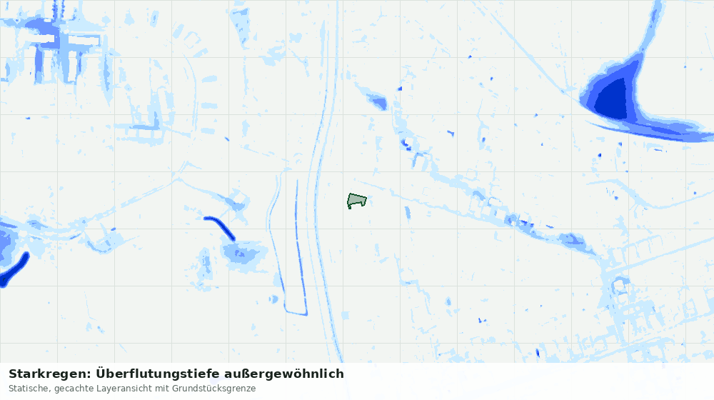 Statische Kartenansicht: Starkregen: Überflutungstiefe außergewöhnlich