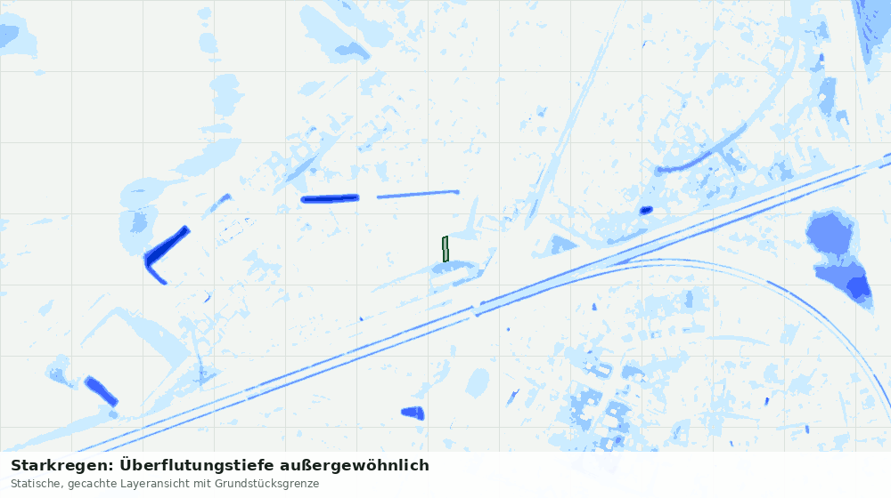 Statische Kartenansicht: Starkregen: Überflutungstiefe außergewöhnlich