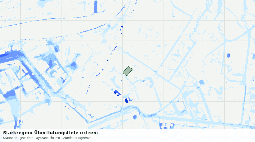 Statische Kartenansicht: Starkregen: Überflutungstiefe extrem