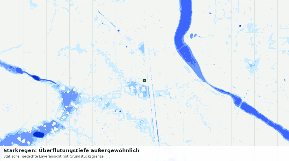 Statische Kartenansicht: Starkregen: Überflutungstiefe außergewöhnlich