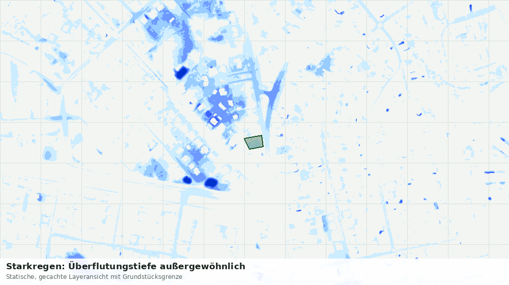 Statische Kartenansicht: Starkregen: Überflutungstiefe außergewöhnlich