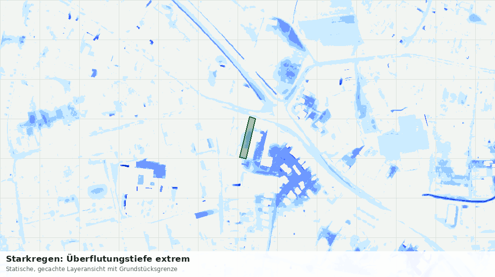 Statische Kartenansicht: Starkregen: Überflutungstiefe extrem