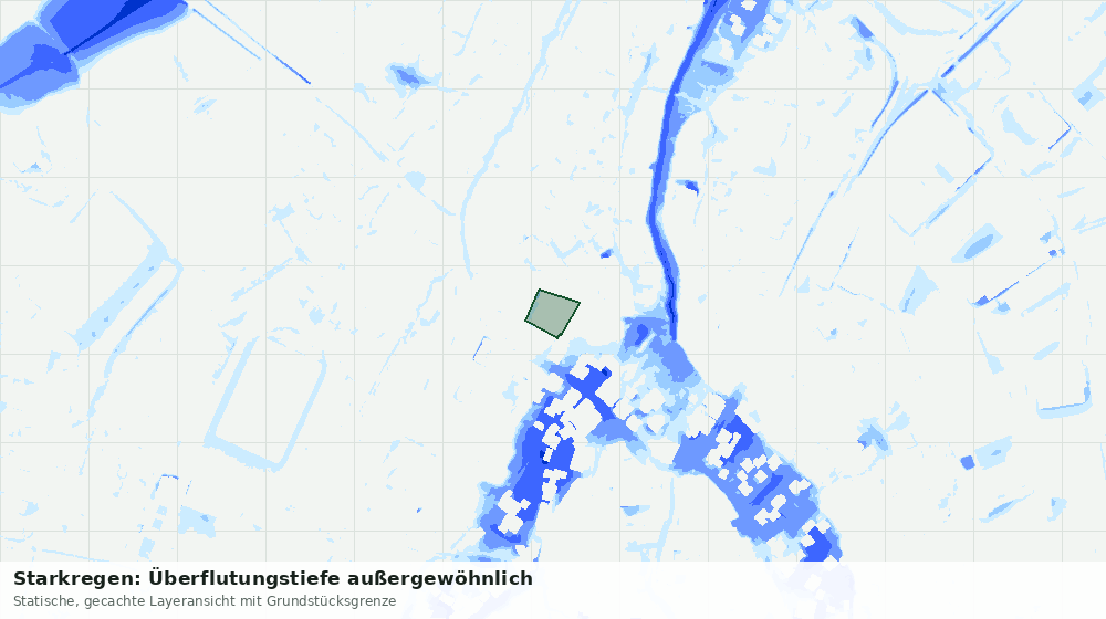 Statische Kartenansicht: Starkregen: Überflutungstiefe außergewöhnlich