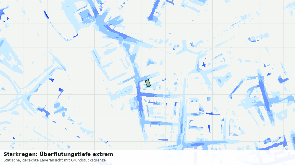 Statische Kartenansicht: Starkregen: Überflutungstiefe extrem