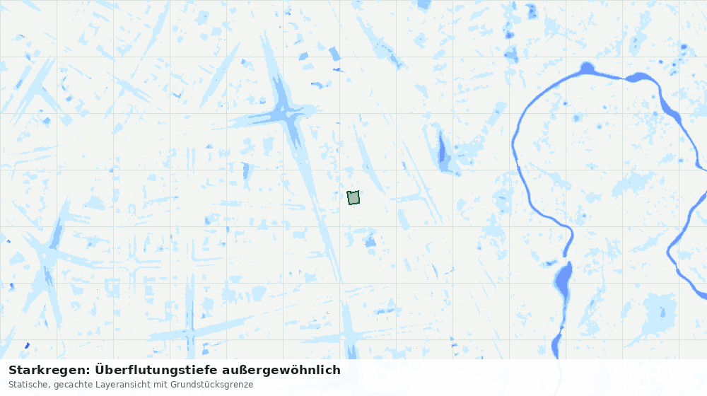 Statische Kartenansicht: Starkregen: Überflutungstiefe außergewöhnlich