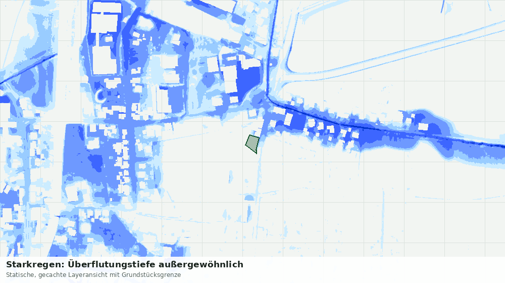 Statische Kartenansicht: Starkregen: Überflutungstiefe außergewöhnlich