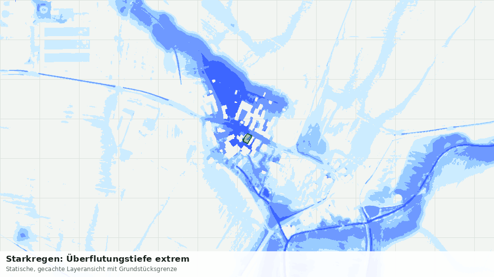 Statische Kartenansicht: Starkregen: Überflutungstiefe extrem