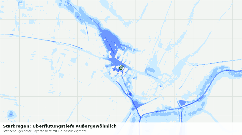 Statische Kartenansicht: Starkregen: Überflutungstiefe außergewöhnlich