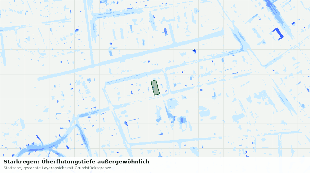 Statische Kartenansicht: Starkregen: Überflutungstiefe außergewöhnlich