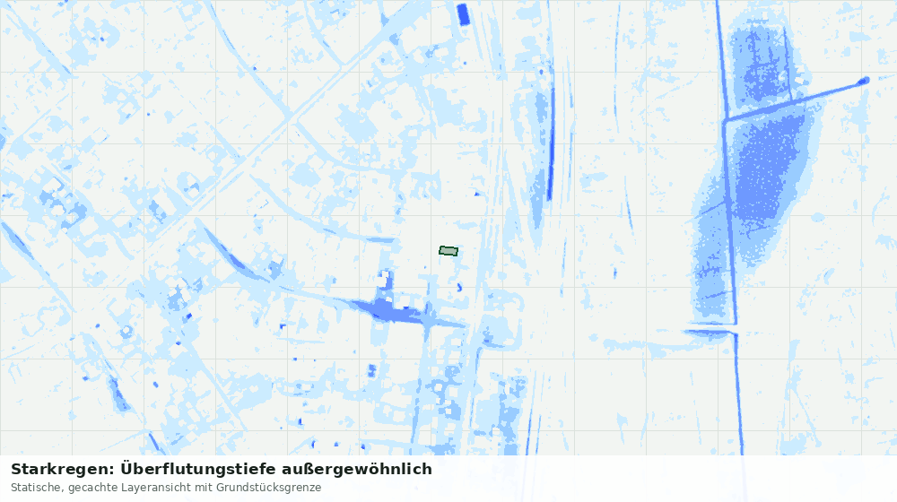 Statische Kartenansicht: Starkregen: Überflutungstiefe außergewöhnlich