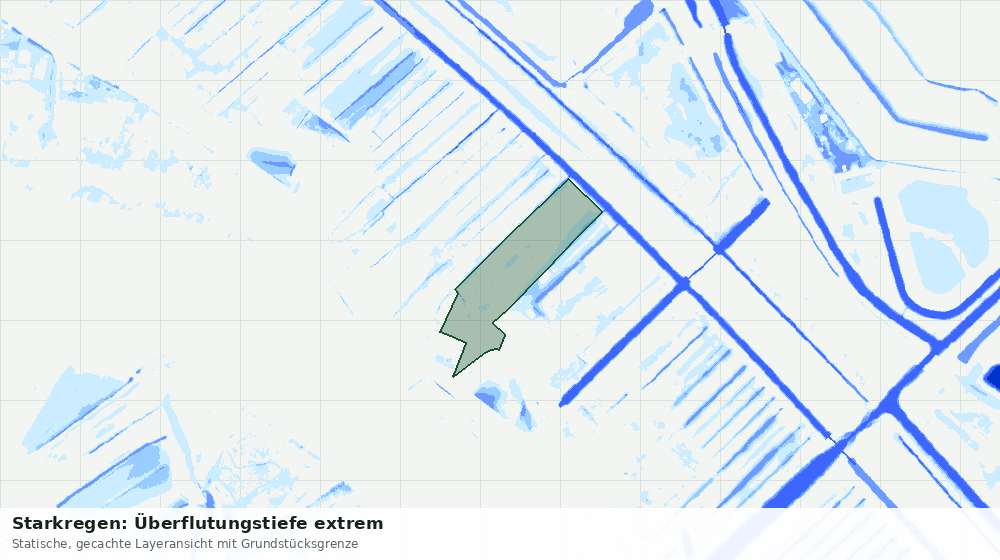 Statische Kartenansicht: Starkregen: Überflutungstiefe extrem