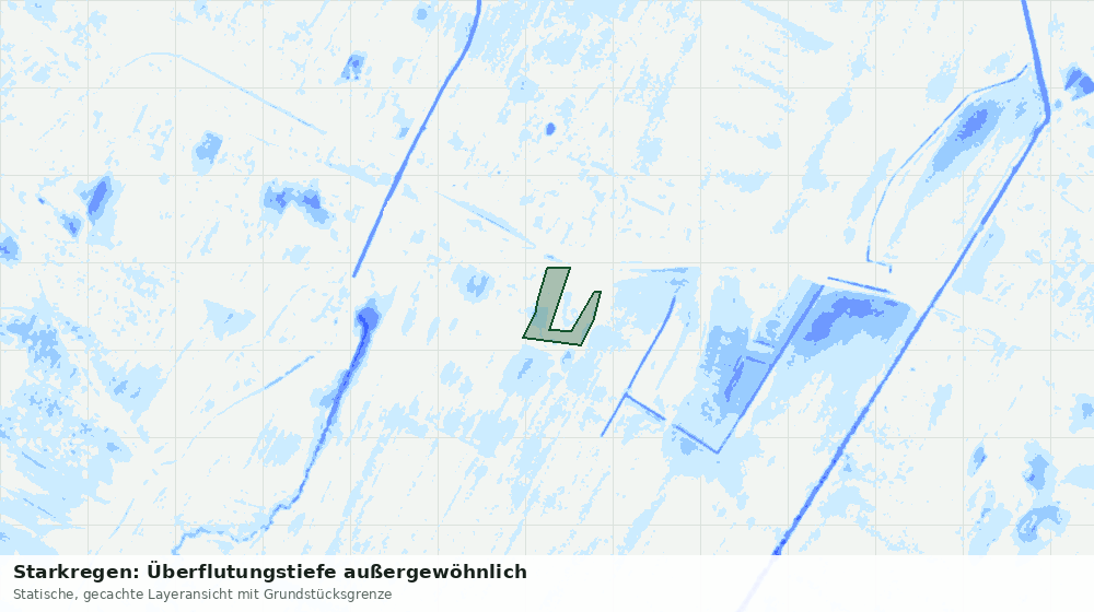 Statische Kartenansicht: Starkregen: Überflutungstiefe außergewöhnlich
