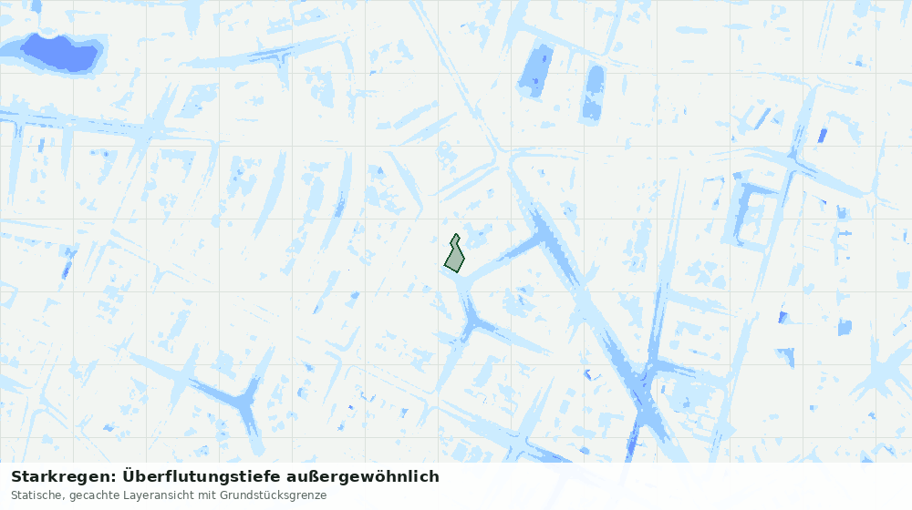 Statische Kartenansicht: Starkregen: Überflutungstiefe außergewöhnlich