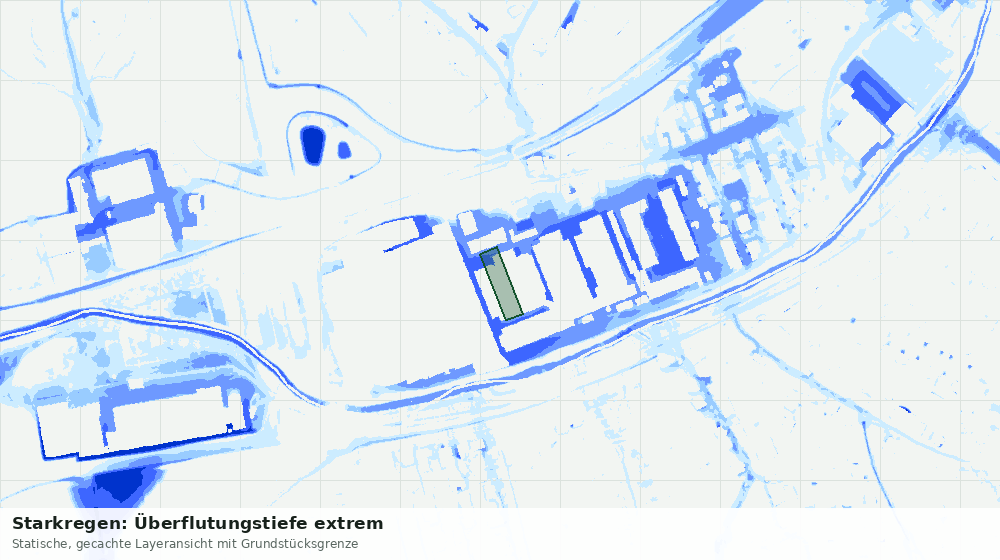 Statische Kartenansicht: Starkregen: Überflutungstiefe extrem