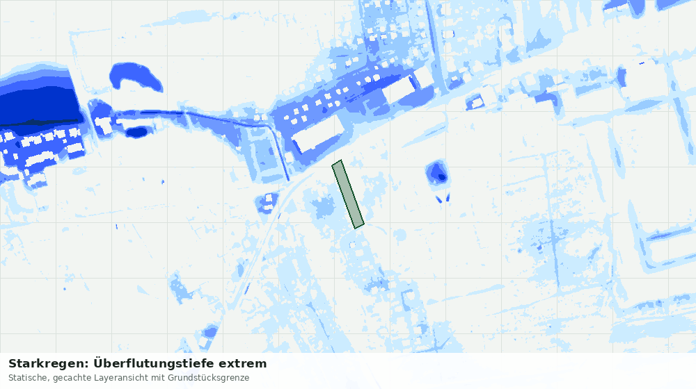 Statische Kartenansicht: Starkregen: Überflutungstiefe extrem