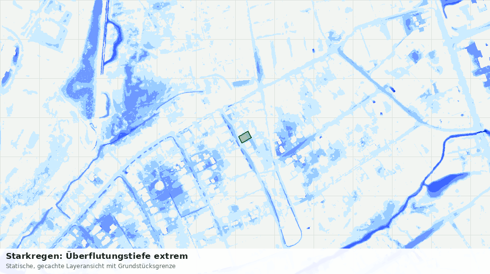 Statische Kartenansicht: Starkregen: Überflutungstiefe extrem